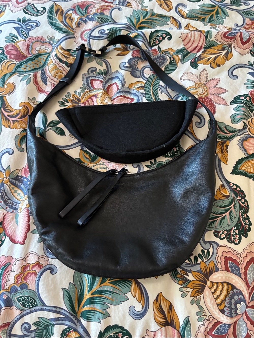 Rag & Bone Black Crescent Leather Shoulder Bag